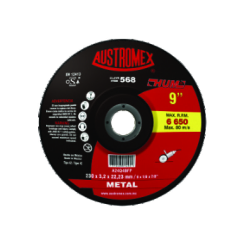 DISCO CON METAL 9"X1/8 T42 568 HUM AUSTROMEX