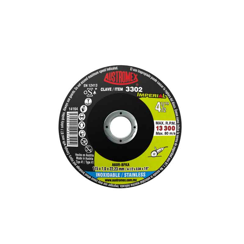 DISCO PARA CORTE ACERO INOXIDABLE 41/2 3302 AUSTROMEX