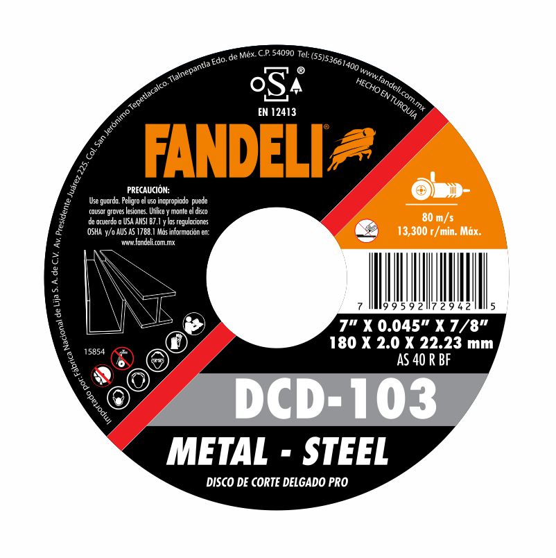 DISCO D/CORTE METAL 7X1.60MM 72942 FANDEL          