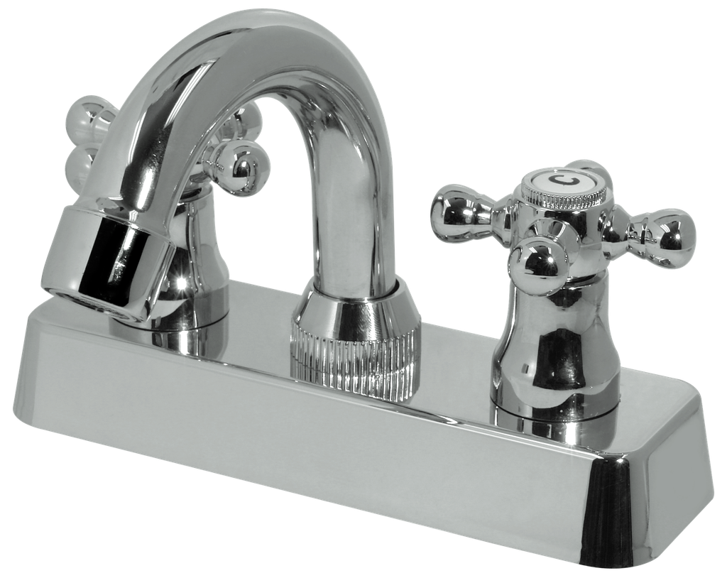 MEZCLADORA PARA LAVABO CUERPO PLÁTICO CON CUBIERTA Y MANERALES CRUCETA DE A.B.S. 21058 FONTANERY