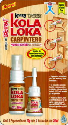 PEGAMENTO KOLA LOKA CARPINTERO 10GR C/ACTIVADOR    