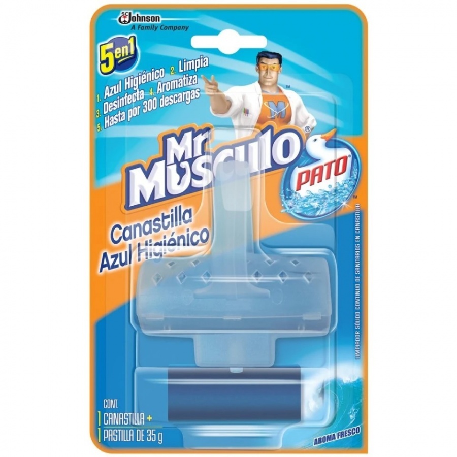 CANASTILLA P/SANITARIO C/REP MR MUSCULO AZUL 35GR  
