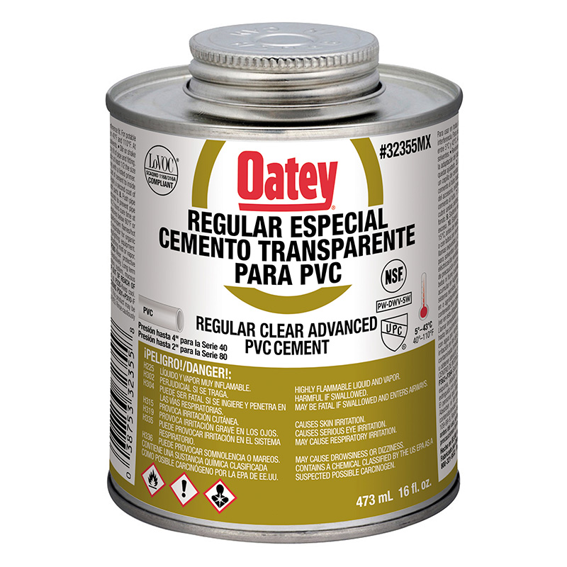 PEGAMENTO PVC 1/2 LTO. CLARO OATEY 16 OZ 32355MX   