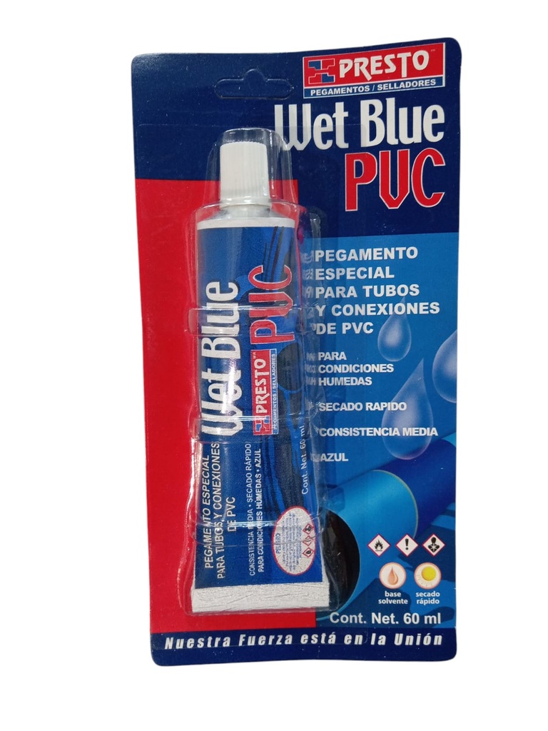 PEGAMENTO AZUL PARA PVC WET BLUE TUB.60ML PRESTO 9606