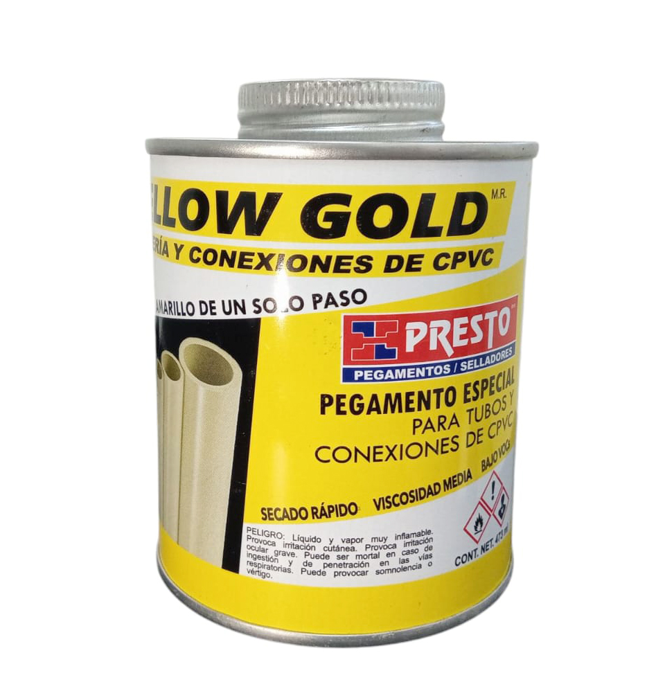 PEGAMENTO CPVC YELLOW GOLD 9802 LATA 473ML PRESTO  