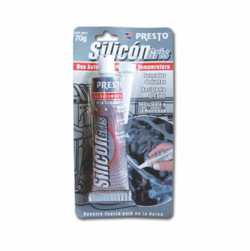 SILICON TUBO 70GRS. HI TEMP GRIS PRESTO 4107       