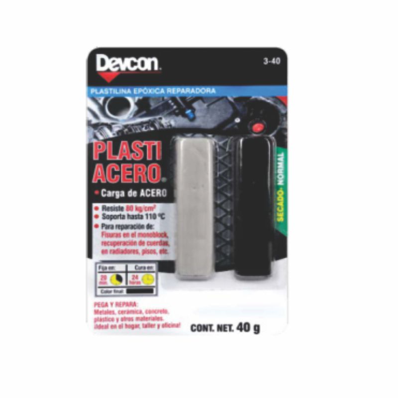 PLASTILINA EPOXICA CON CARGA DE ACERO 40GR 3-40 DEVCO