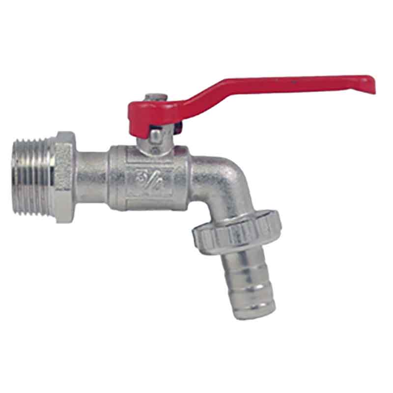 LLAVE NARIZ CON ROSCA PARA MANGUERA SIN PULIR LATÓN SATINADO CIERRE 90° MACHO 1/2" 2-IE