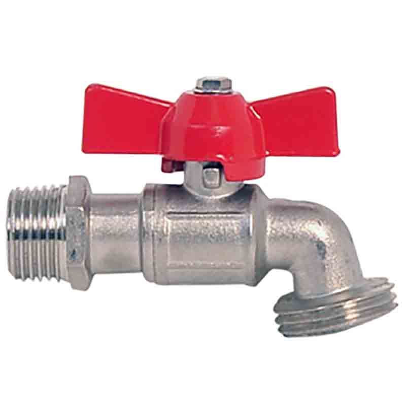 LLAVE NARIZ CON ROSCA PARA MANGUERA SIN PULIR LATÓN SATINADO CIERRE 90° MACHO 13MM 2-IM