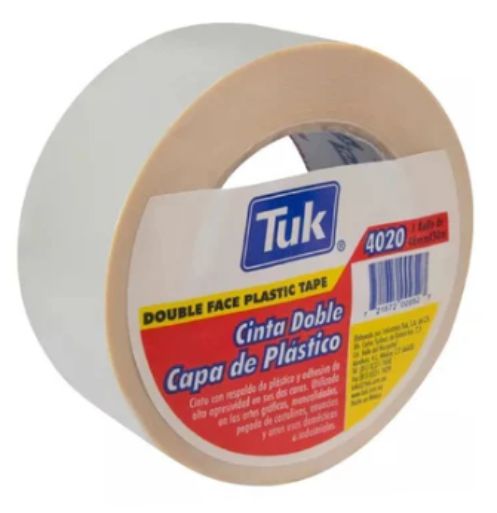 CINTA DOBLE CARA DE PLASTICO 48MMX50M 4020 TUK    