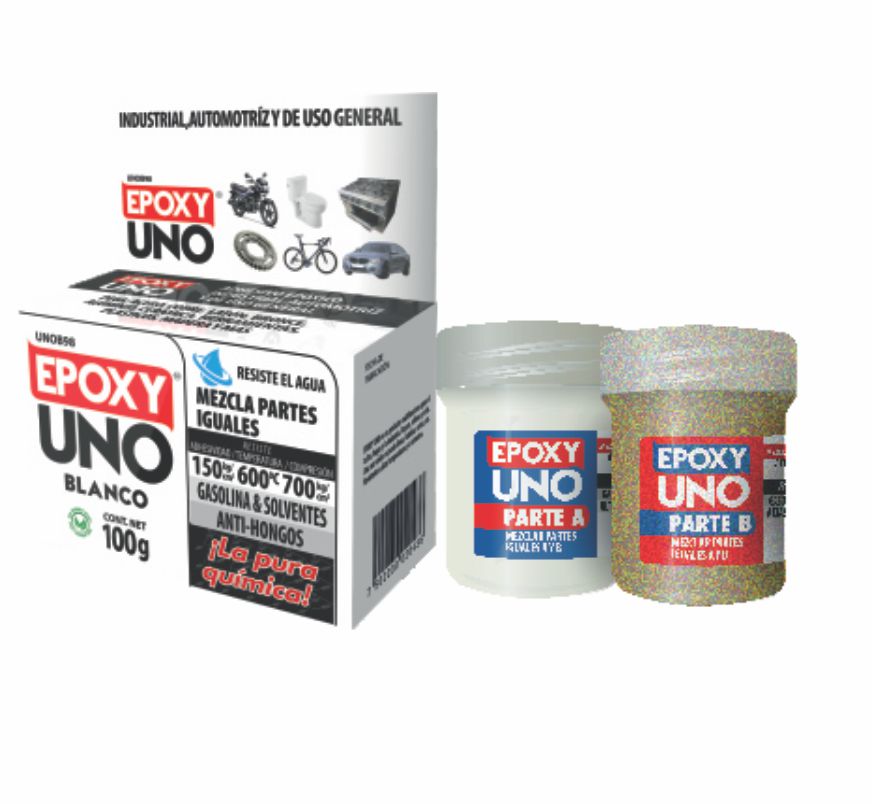 ADHESIVO EPOXY UNO USO GENERAL BLANCO 100GRS UNOB98