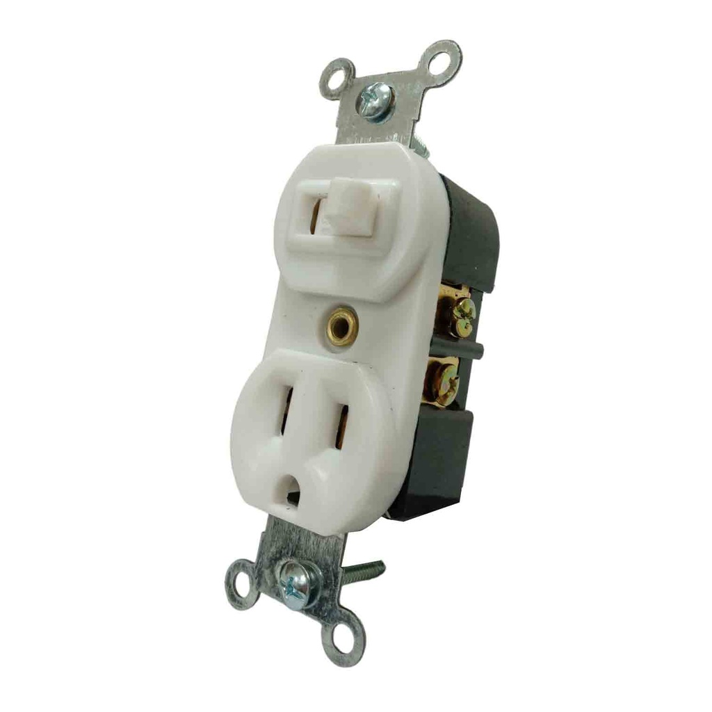 APAGADOR Y CONTACTO POLARIZADO COLOR BLANCO 125V   