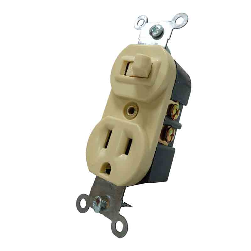 APAGADOR Y CONTACTO POLARIZADO COLOR MARFIL 125V