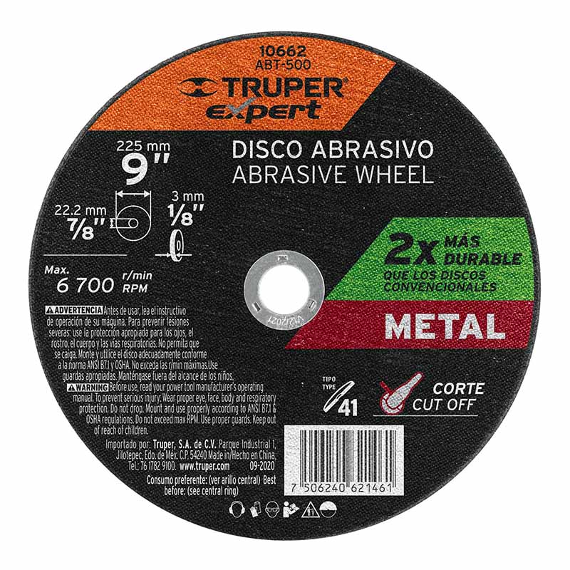 DISCO P/CORTE D/METAL 9" ABT-500 TRUPER            