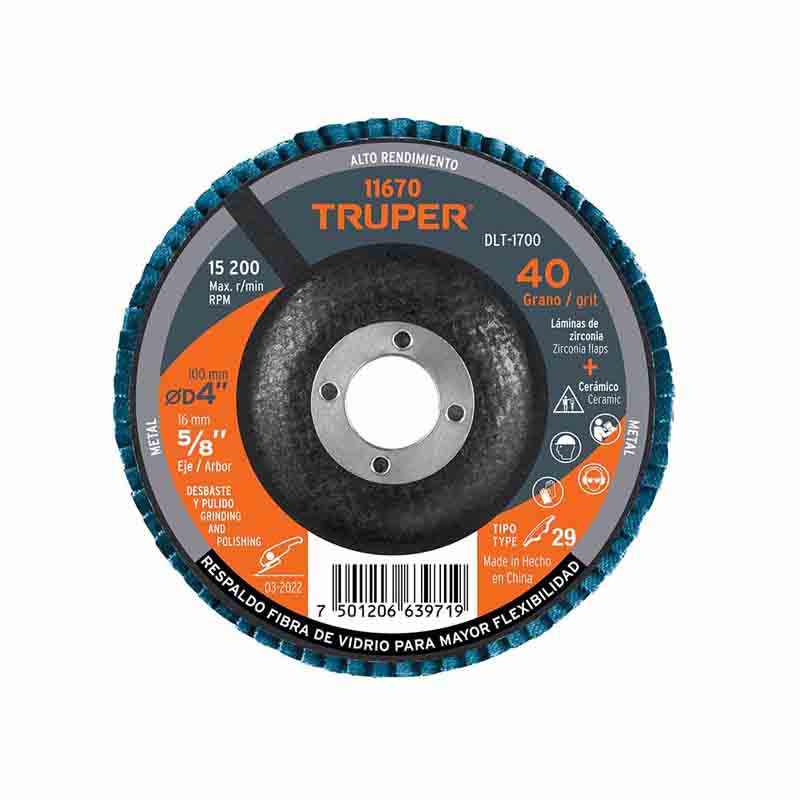 DISCO LAMINADO 4" GRANO 40 DLT-1700 TRUPER      