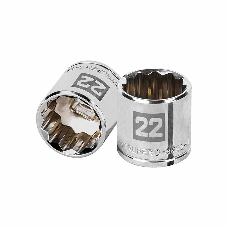 DADO DE 22 MM, 12 PUNTAS, CUADRO 3/8', TRUPER