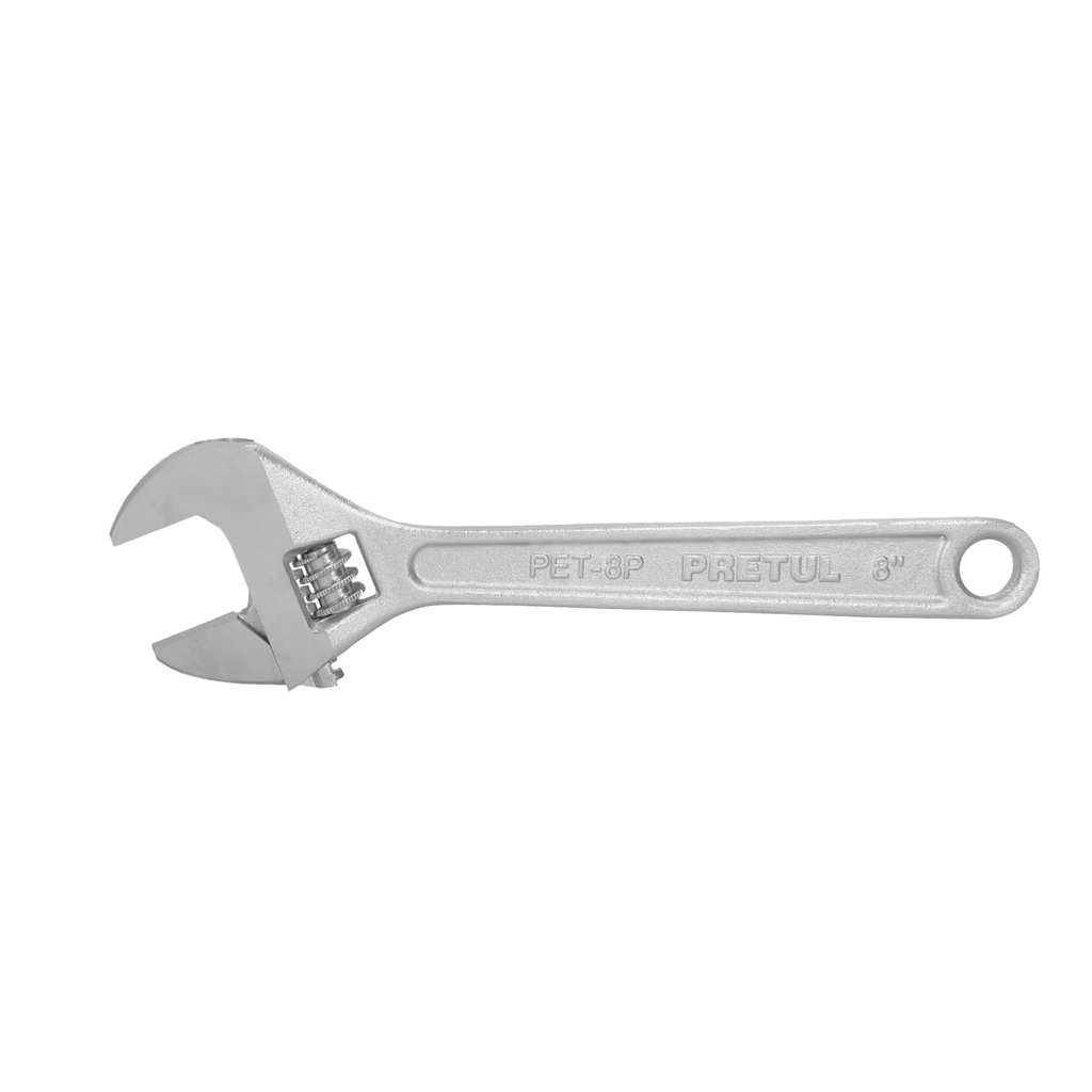 LLAVE AJUSTABLE (PERICO) 8' CROMADA, PRETUL