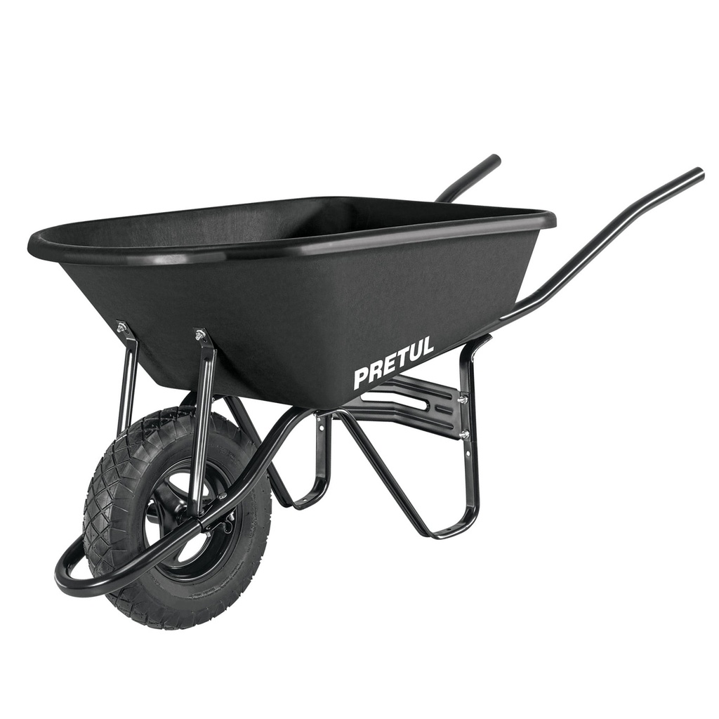 CARRETILLA CONCHA PLÁSTICA 5 FT3 NEUMÁTICA B/TUBULAR, PRETUL