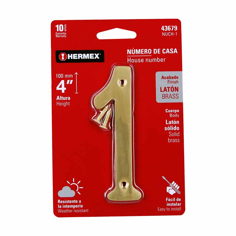 NÚMERO 1 DE LATÓN SÓLIDO 4', HERMEX