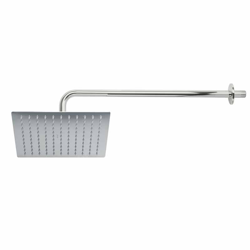REGADERA CROMO 10' PLATO CUADRADO DELGADO CON BRAZO, RIVIERA