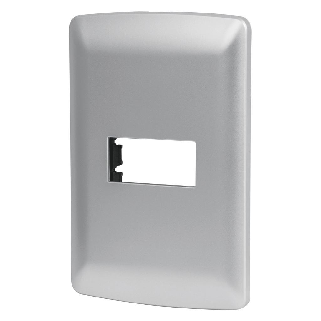 PLACA 1 MÓDULO DE ABS, LÍNEA ITALIANA, COLOR PLATA, VOLTECK