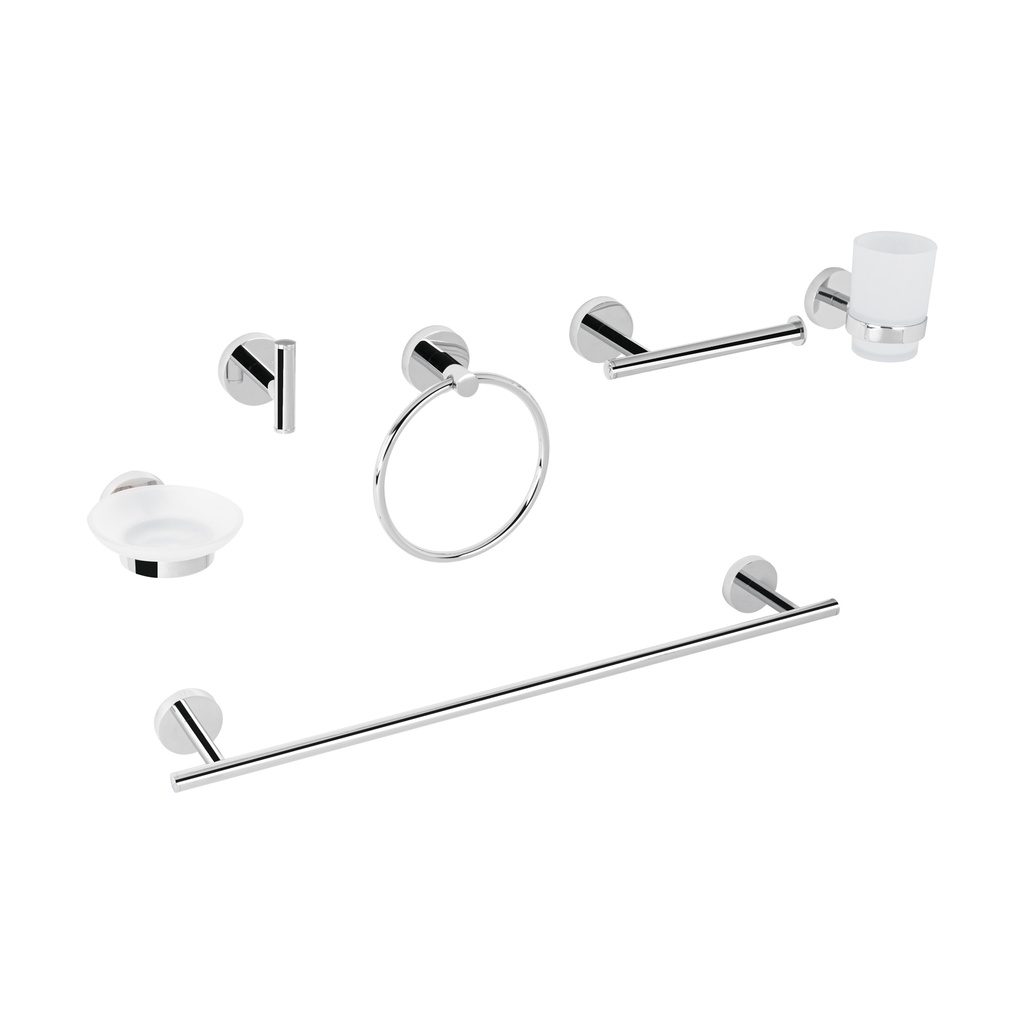 JUEGO DE 6 ACCESORIOS PARA BAÑO ACABADO CROMO, FOSET TUBIG
