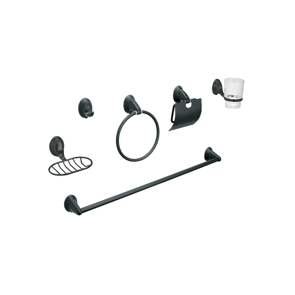 JUEGO DE 6 ACCESORIOS PARA BAÑO ACABADO NEGRO, FOSET TUBIG