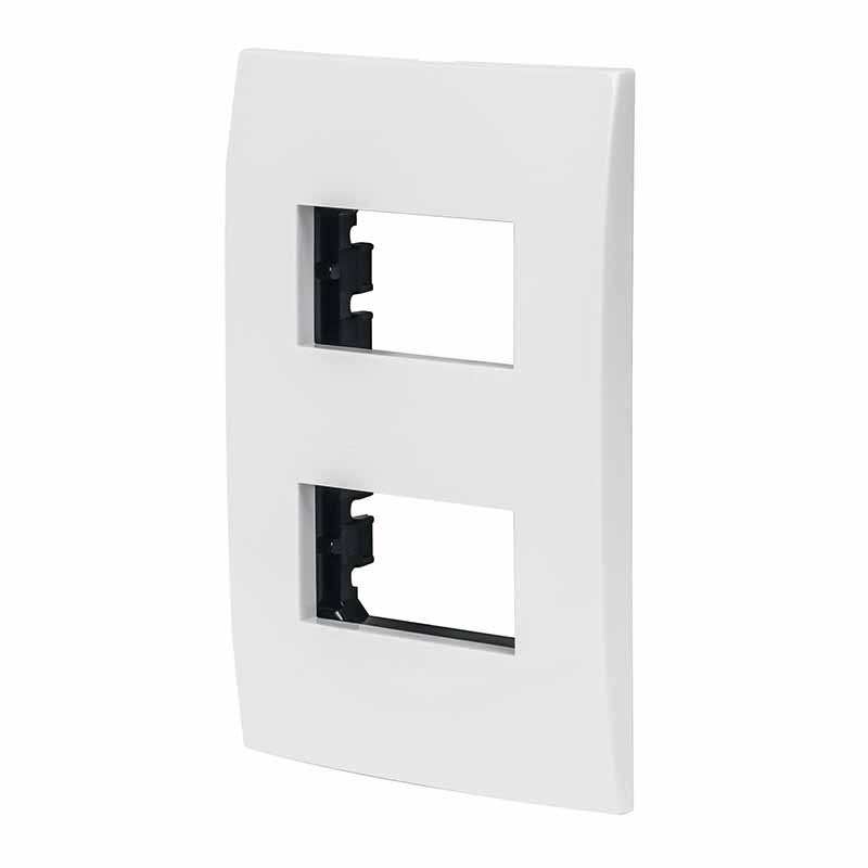 PLACA 2 MÓDULOS DE ABS, LÍNEA OSLO, COLOR BLANCO, VOLTECK