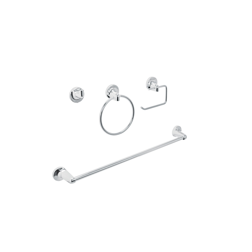JUEGO DE 4 ACCESORIOS PARA BAÑO METÁLICOS, FOSET AQUA