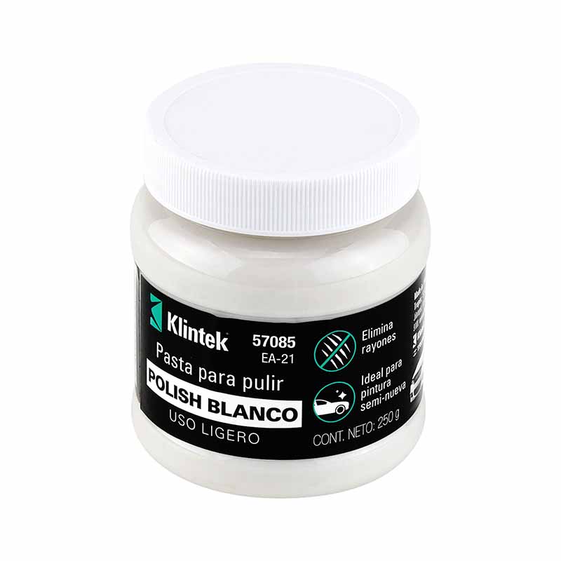 POLISH EN PASTA BLANCA PARA AUTO, 250 G, USO LIGERO, KLINTEK
