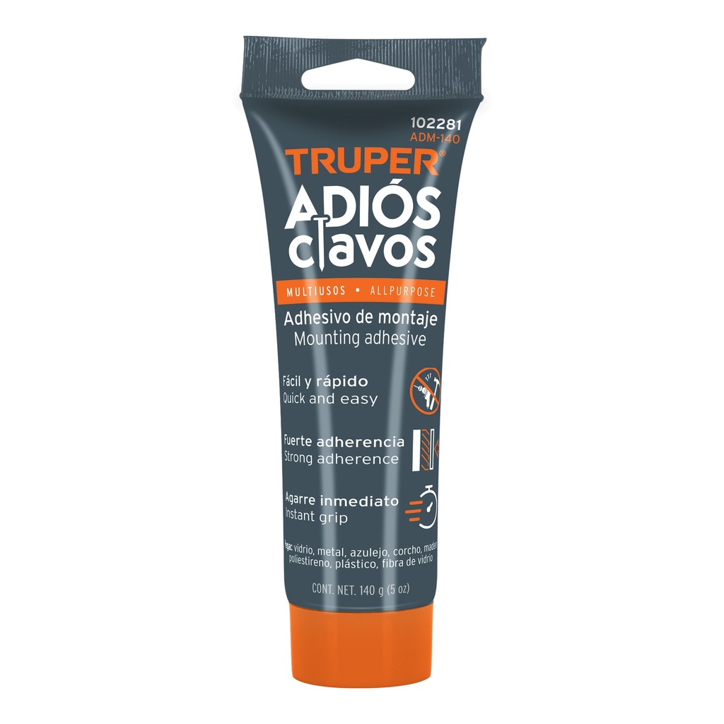 ADHESIVO DE MONTAJE ADIÓS CLAVOS, 140 G, TRUPER