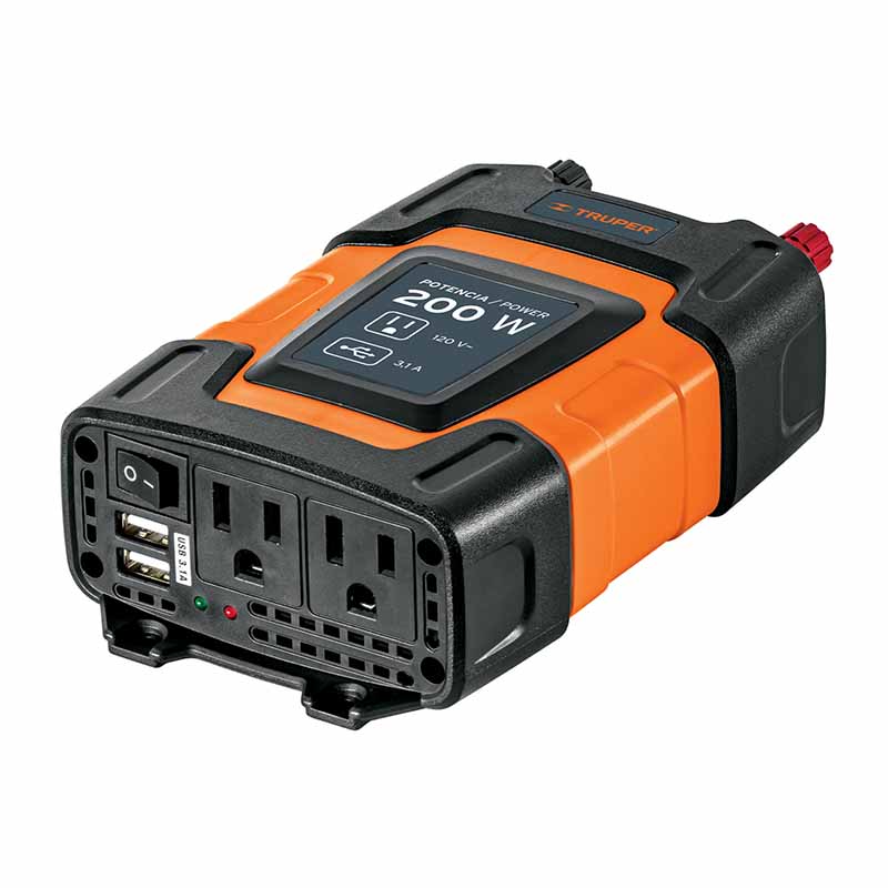 INVERSOR DE CORRIENTE DE 200 W CON PUERTOS USB, TRUPER