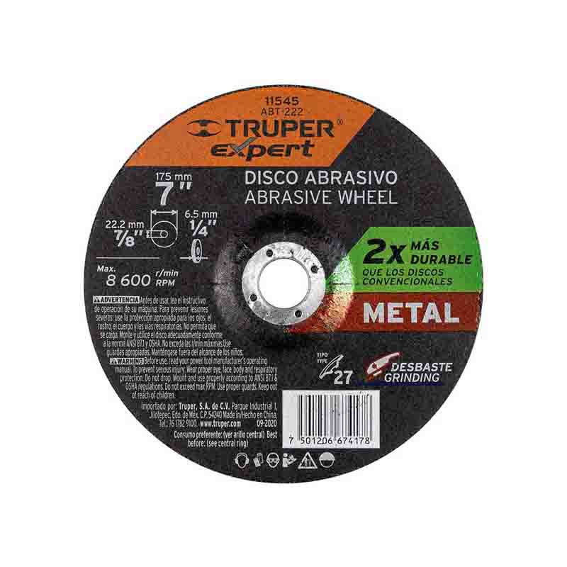 DISCO TIPO 27 DE 7' X 6.4 MM DESBASTE DE METAL, EXPERT