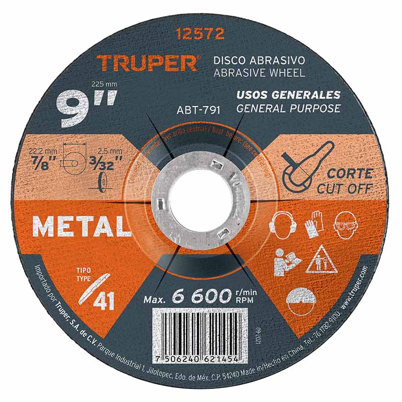 DISCO P/CORTE METAL 9" 2.3MM ABT-791 TRUPER        
