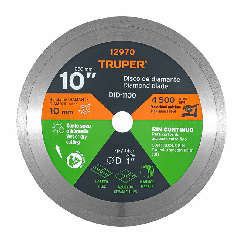 DISCO DE DIAMANTE DE 10' X 2.2 MM RIN CONTINUO, TRUPER