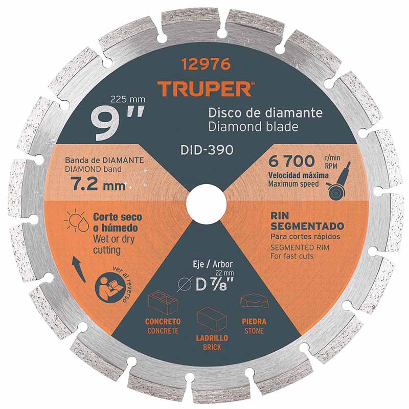DISCO DIAMANTE 9"SEGMENTADO DID-390 TRUPER            