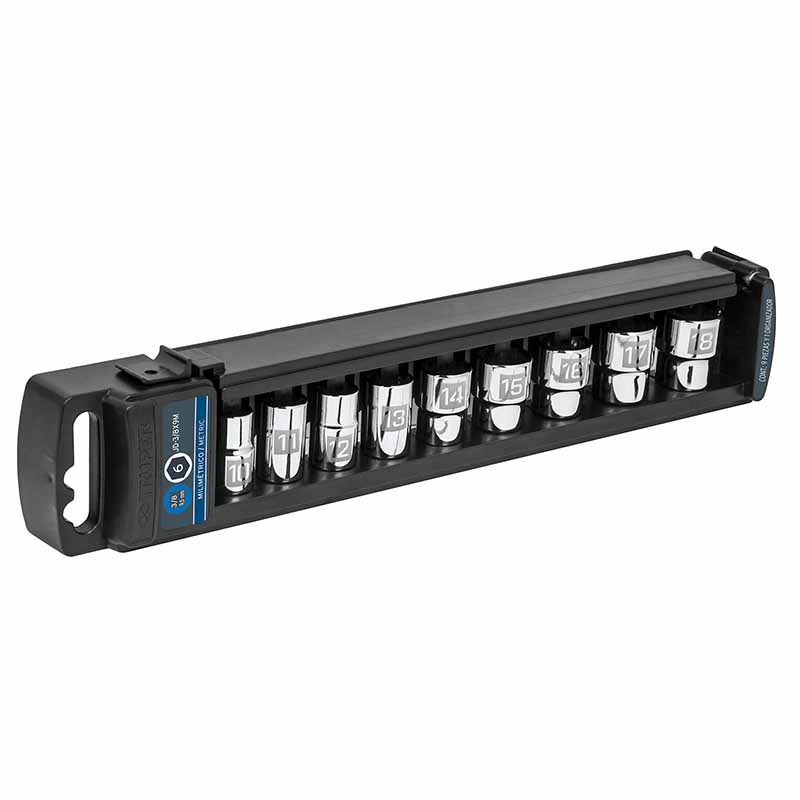 JUEGO DE 9 DADOS CUADRO 3/8' MM, TRUPER