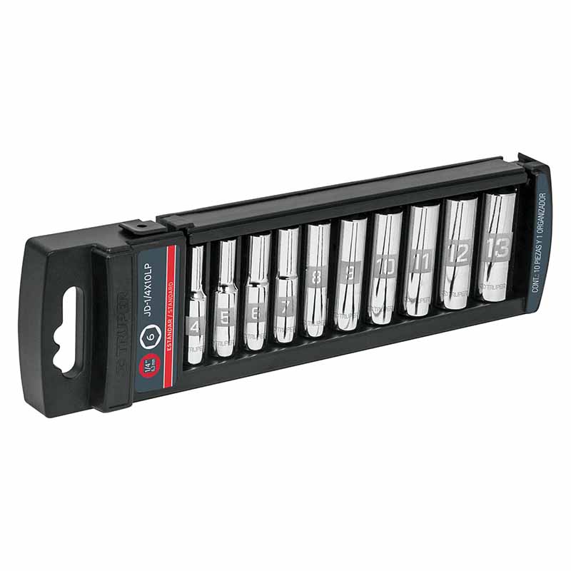DADOS LARGOS 1/4"JGO.STD JD-1/4X10LP TRUPER        
