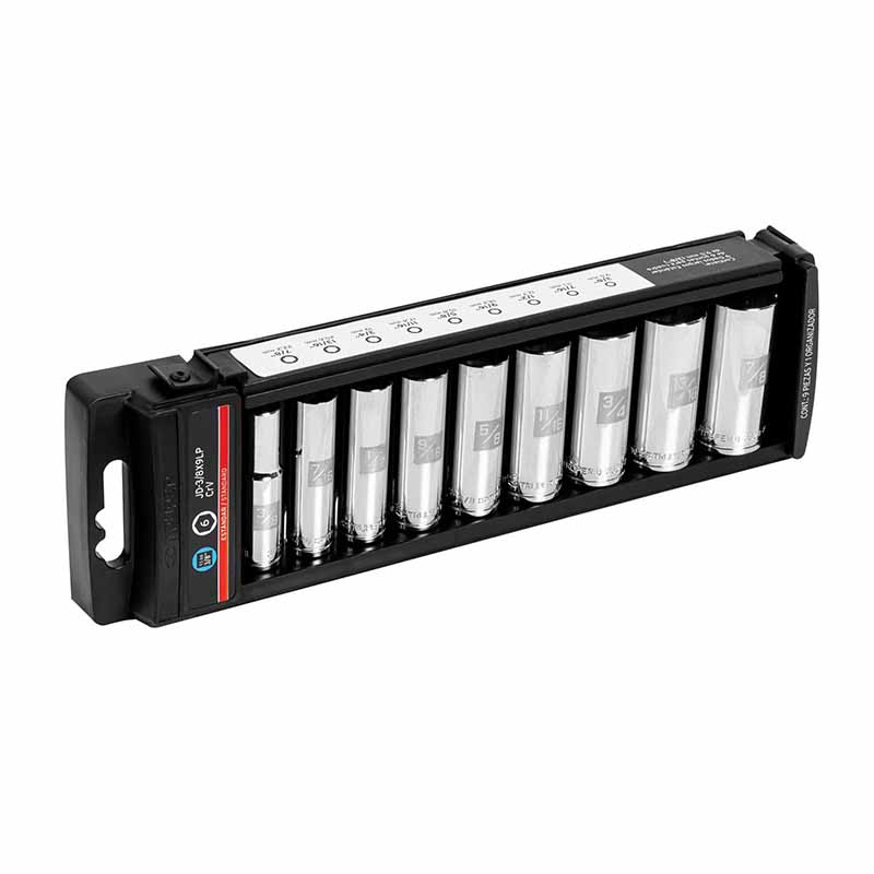 JUEGO DE 9 DADOS LARGOS CUADRO 3/8' STD, TRUPER