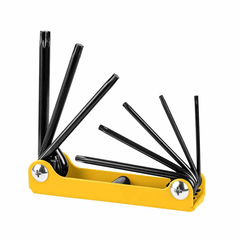 JUEGO DE 8 LLAVES TORX TIPO NAVAJA, CUERPO DE LÁMINA, PRETUL