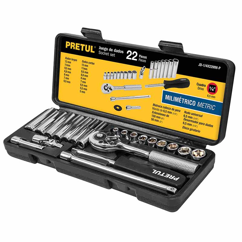 DADOS AUTOCLE 1/4 22 PZS JD-1/4X22MM-P PRETUL      