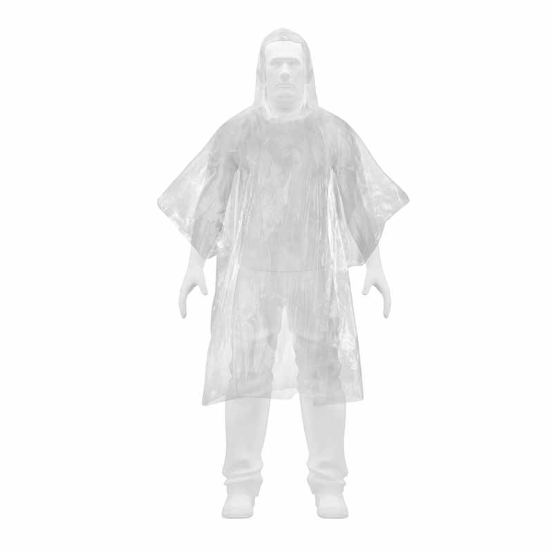PONCHO O CAPAMANGA DESECHABLE DE POLIETILENO, PRETUL