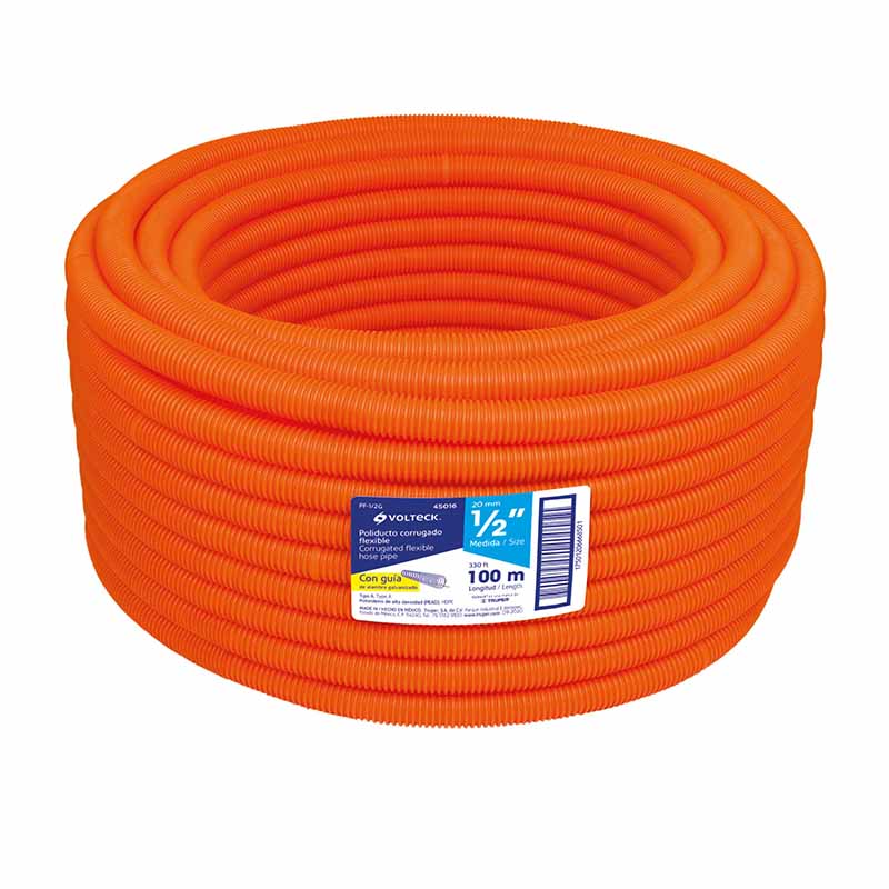 TUBO CORRUGADO FLEXIBLE 1/2" PF-1/2G 100MTS VOLTEK 
