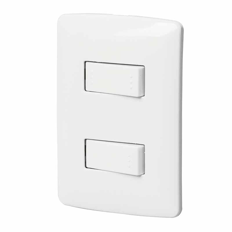 PLACA ARMADA 1 INTERRUPTOR 1 ESCALERA,BLANCO, LÍNEA ITALIANA