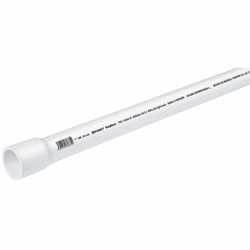 TUBO DE 1' DE PVC HIDRÁULICO CÉDULA 40, DE 3 M, FOSET