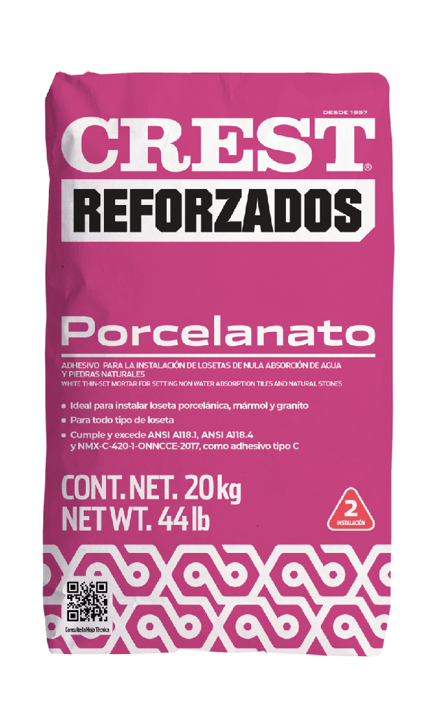 ADHESIVO CREST PISO PORCELANATO BLANCO 20KG        