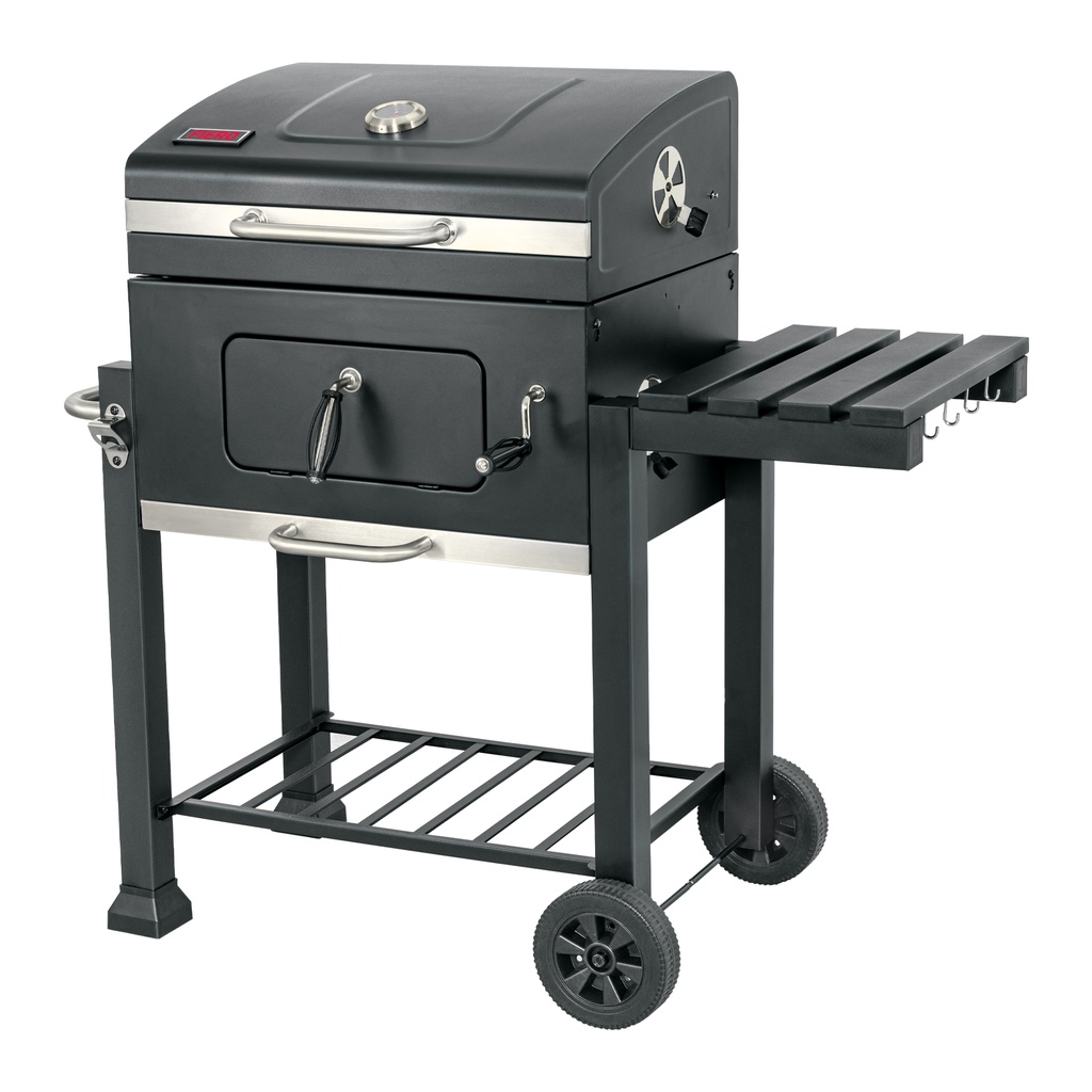 ASADOR DE CARBON 24" C/TAPA NEGRO FIERO