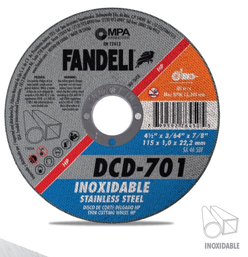 DISCO DE CORTE AC.INOX. 4 1/2" 1.0MM 76450 FANDELI        