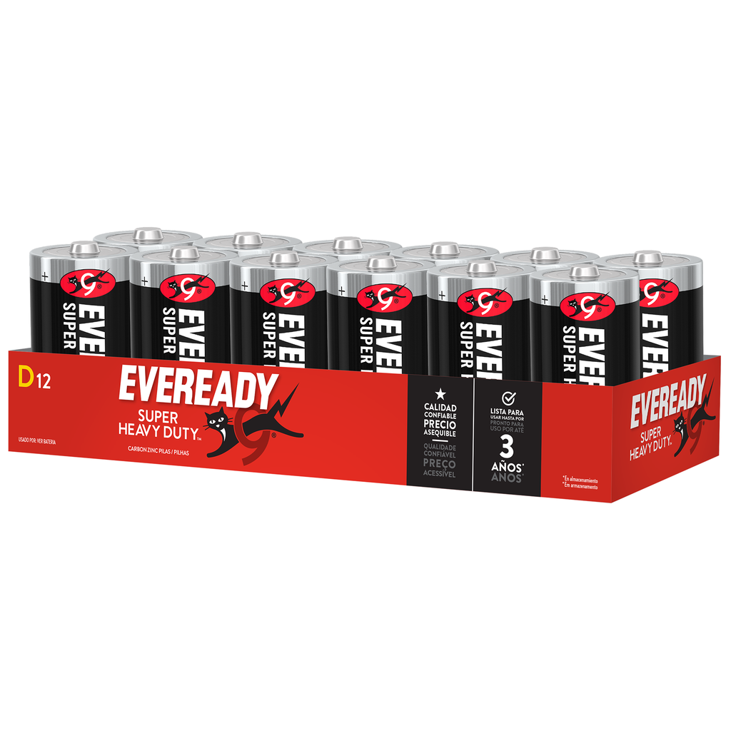 PILA EVEREADY "D" CHAROLA C/12 PZAS 125012