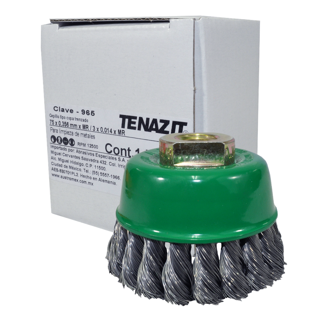 CEPILLO COPA TRENZADO ACERO 3"X0.014 -965  TENAZIT